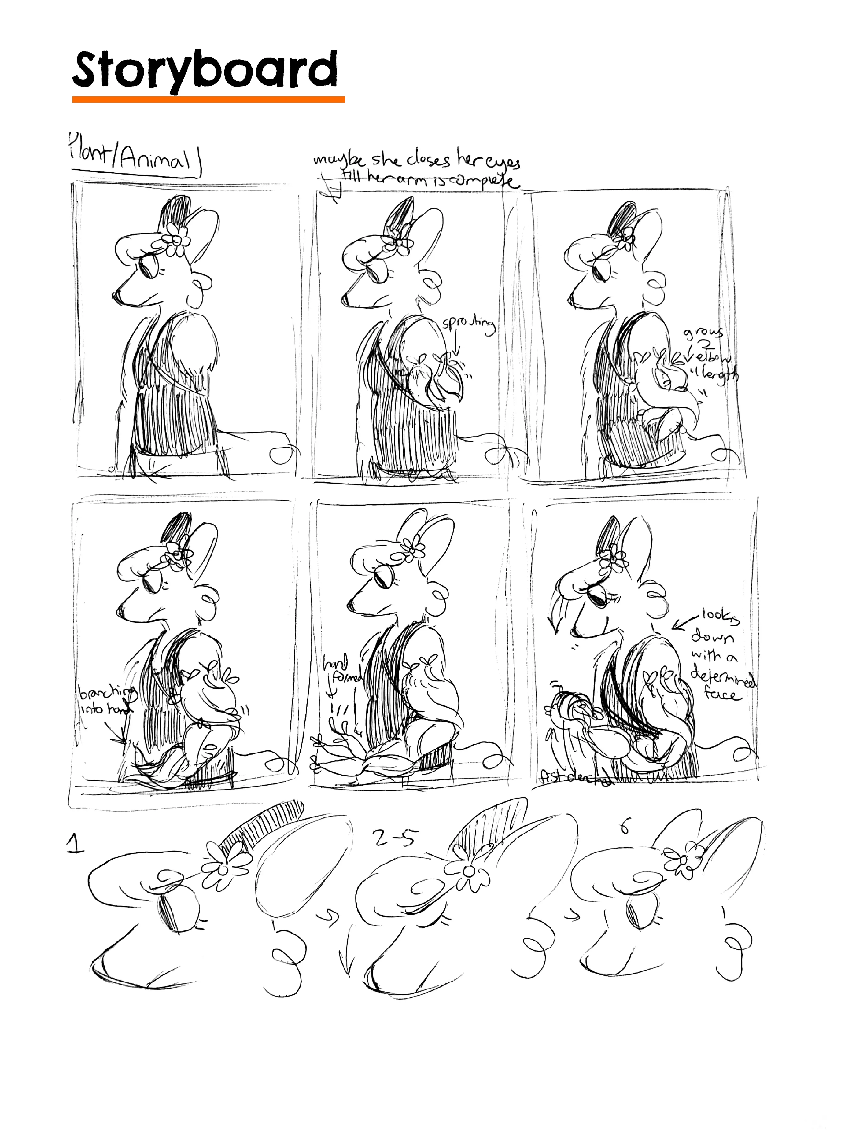 An initial storyboard for the animation.