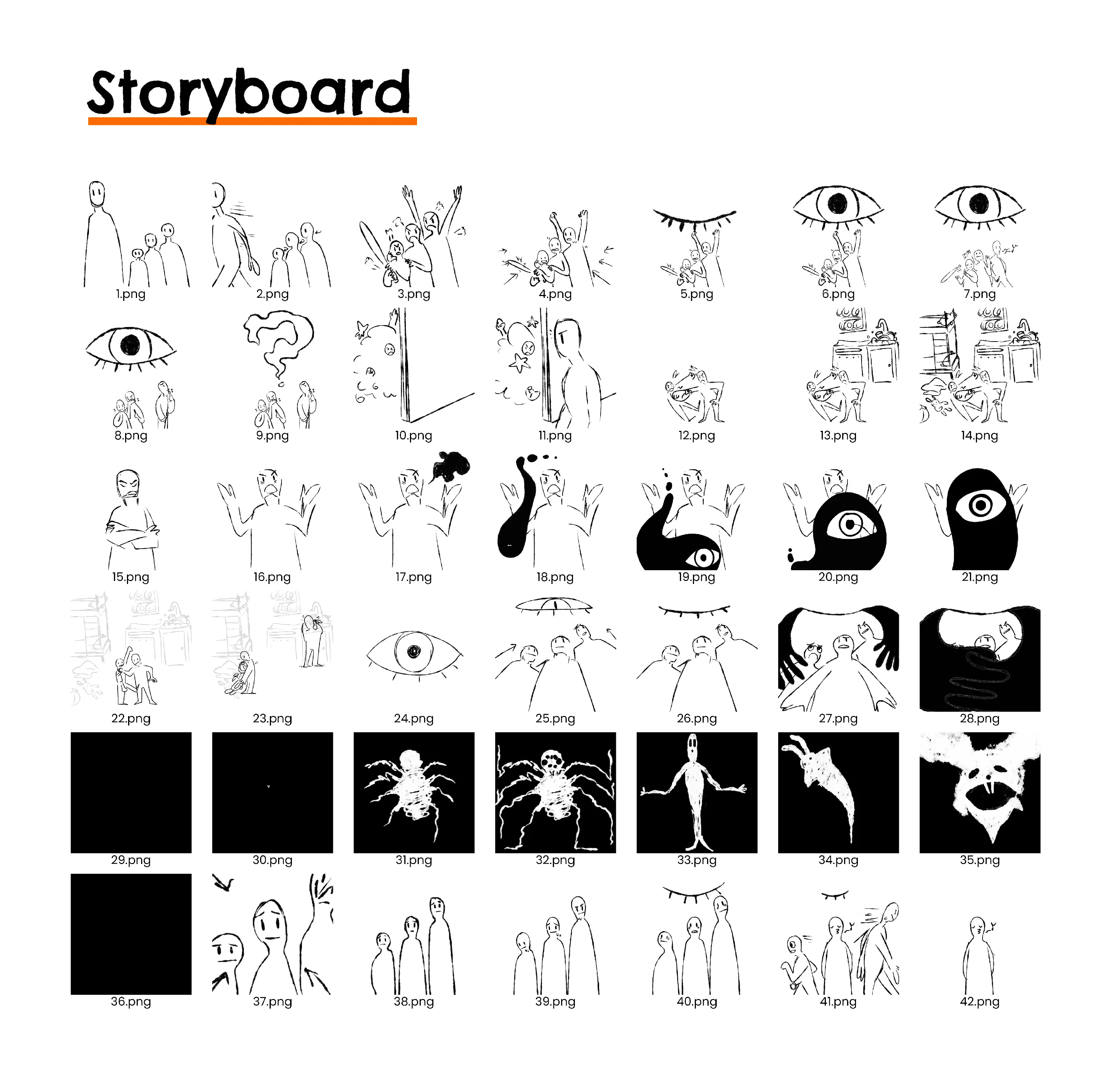 An initial storyboard for the animation.