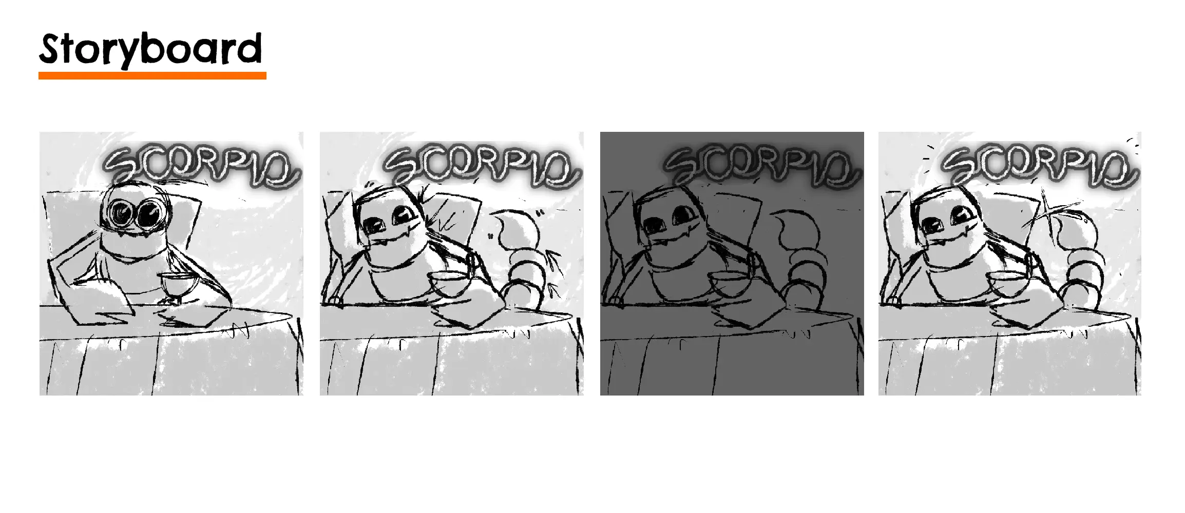 An initial storyboard for the animation.