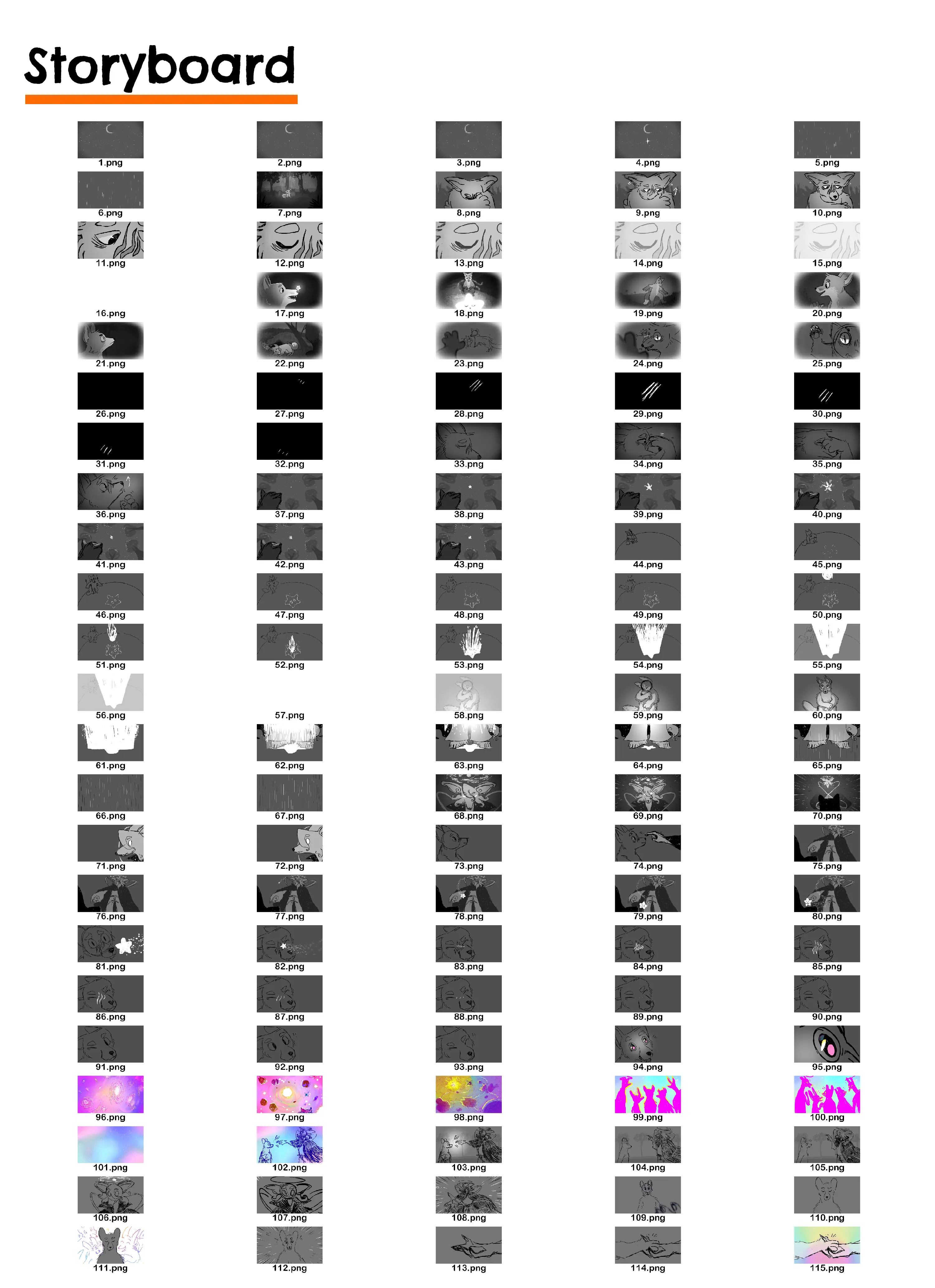 A storyboard for the third film.