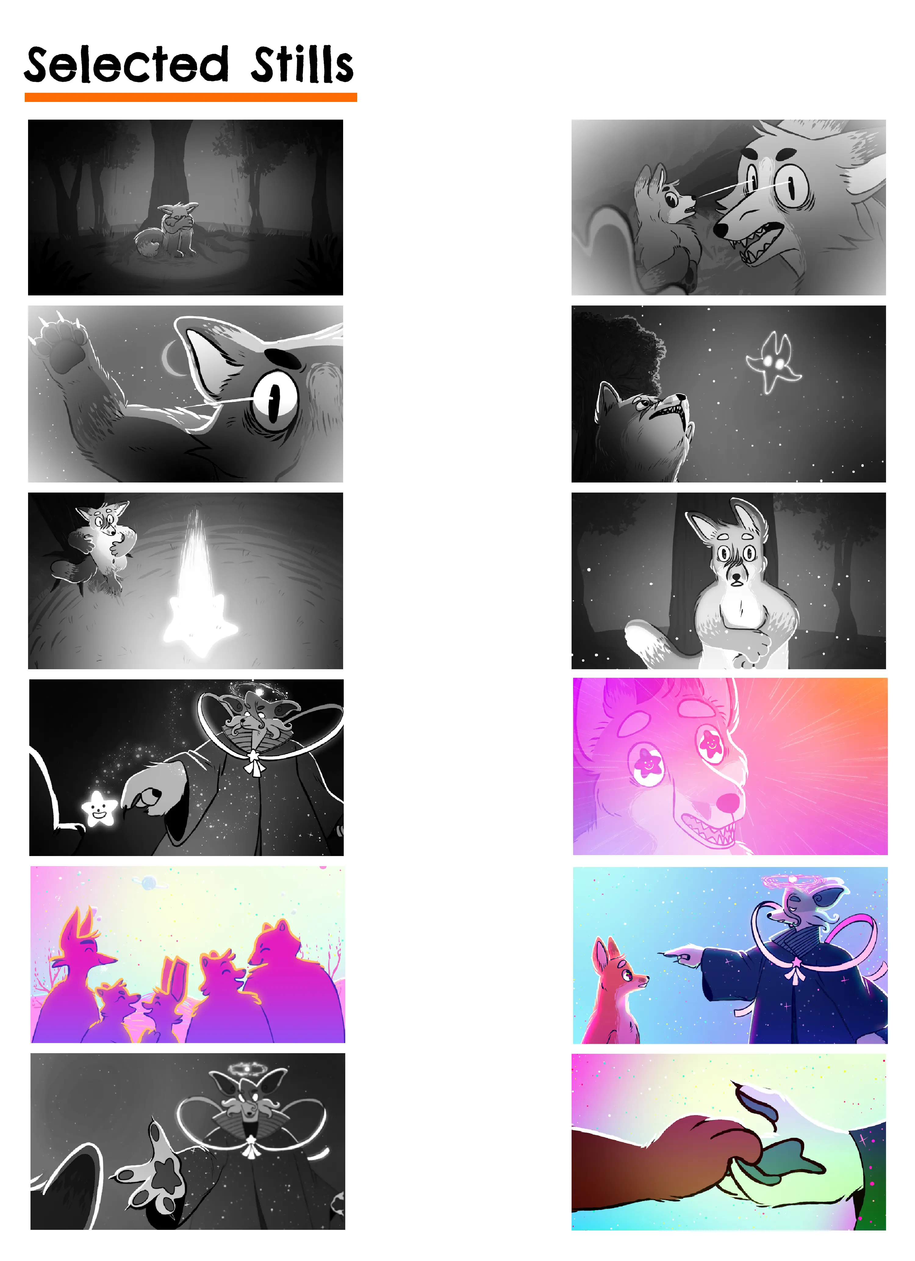 Twelve still shots from the third film.