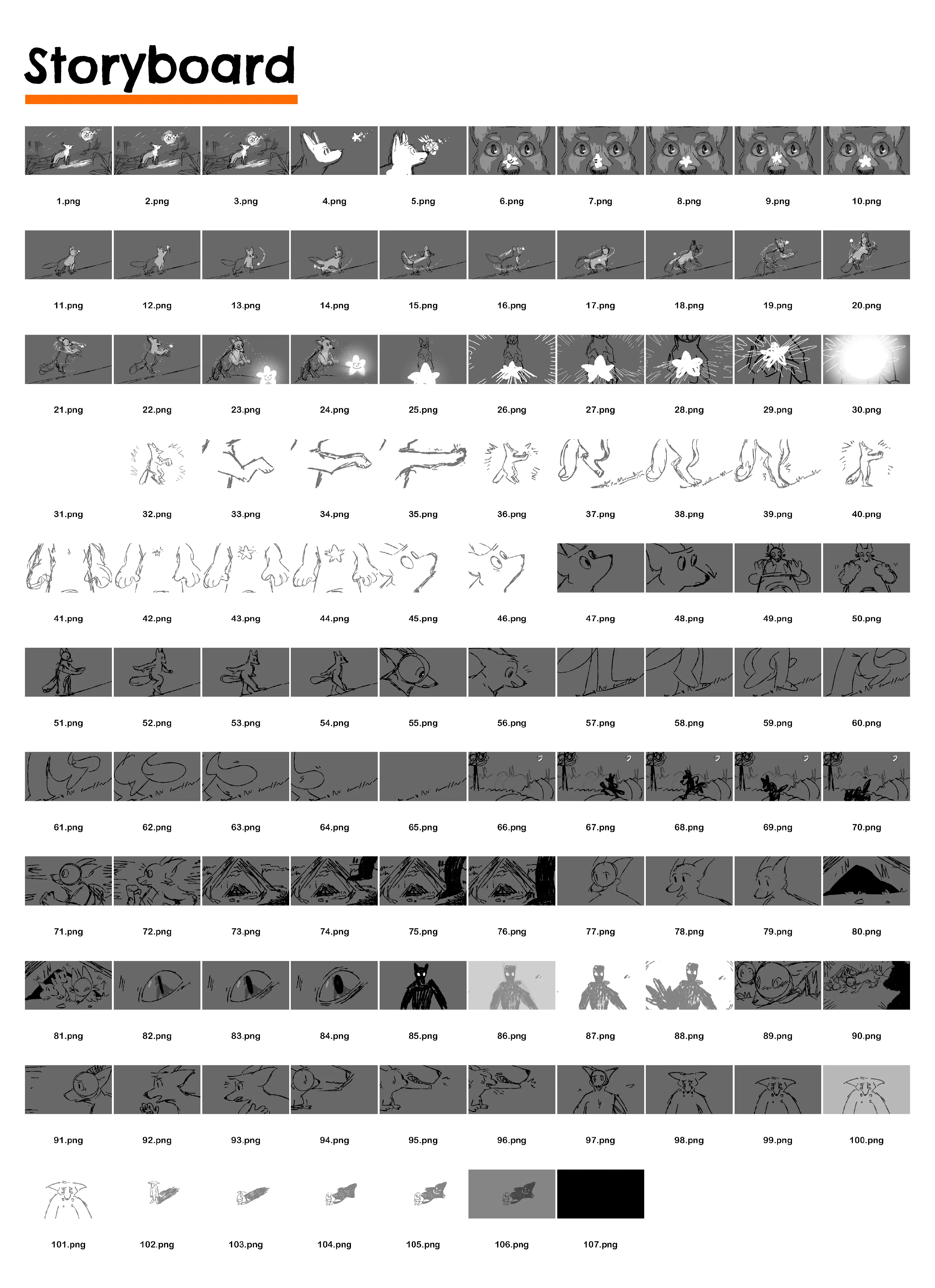 A storyboard for the second film.