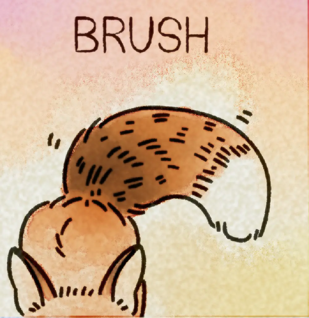Page 2: a fox's tail, also known as a brush. The word for B is Brush.