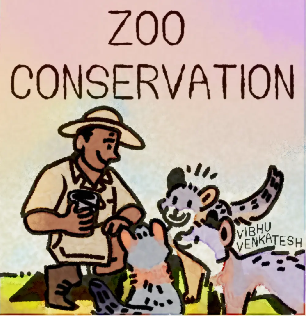 Page 26: a zookeeper caring for three island gray foxes. The word for Z is Zoo Conservation.