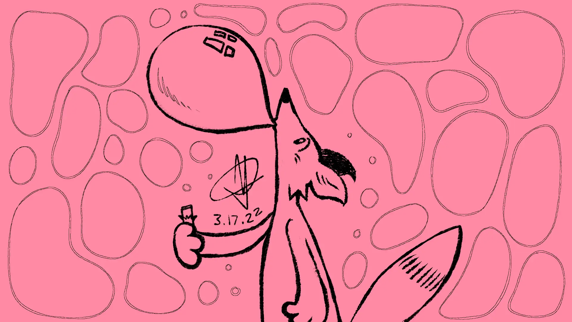 Fox Day 16: A fox chewing bubble gum and blowing bubbles.