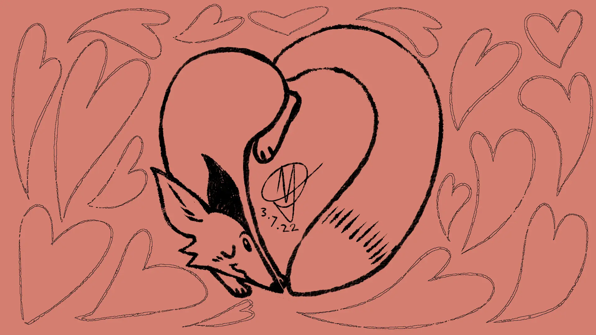 Fox Day 6: A fox curled into the shape of a heart.