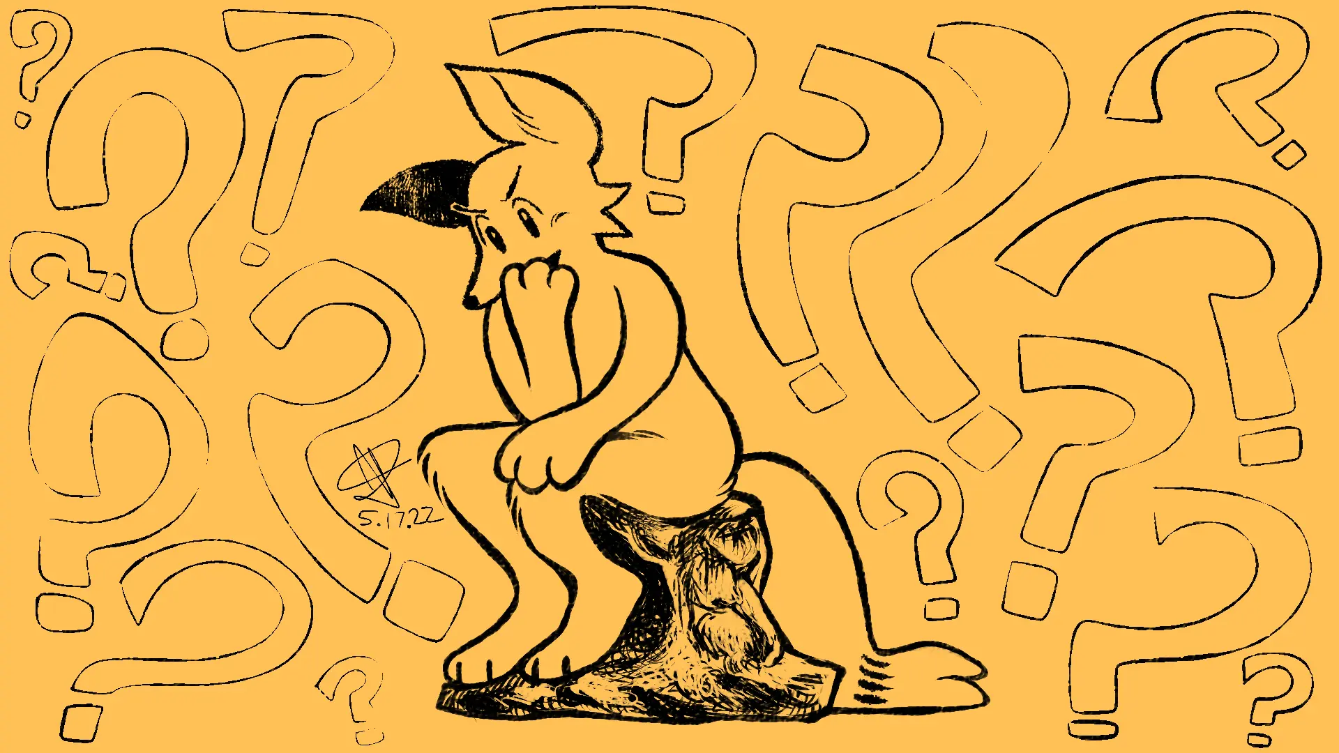 Fox Day 77: A fox imitating Auguste Rodin's scultpure, The Thinker, while pondering all sorts of questions.